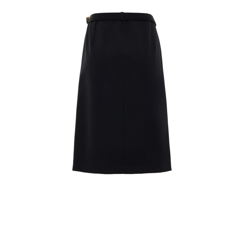Skirt by Gucci for women in wool black & gold features a captivating silhouette, showcasing the captivating Women's Flared Wool Skirt design with a sophisticated for a captivating look.