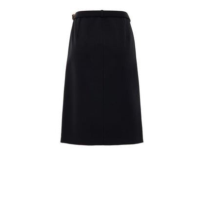 Skirt by Gucci for women in wool black & gold features a captivating silhouette, showcasing the captivating Women's Flared Wool Skirt design with a sophisticated for a captivating look.