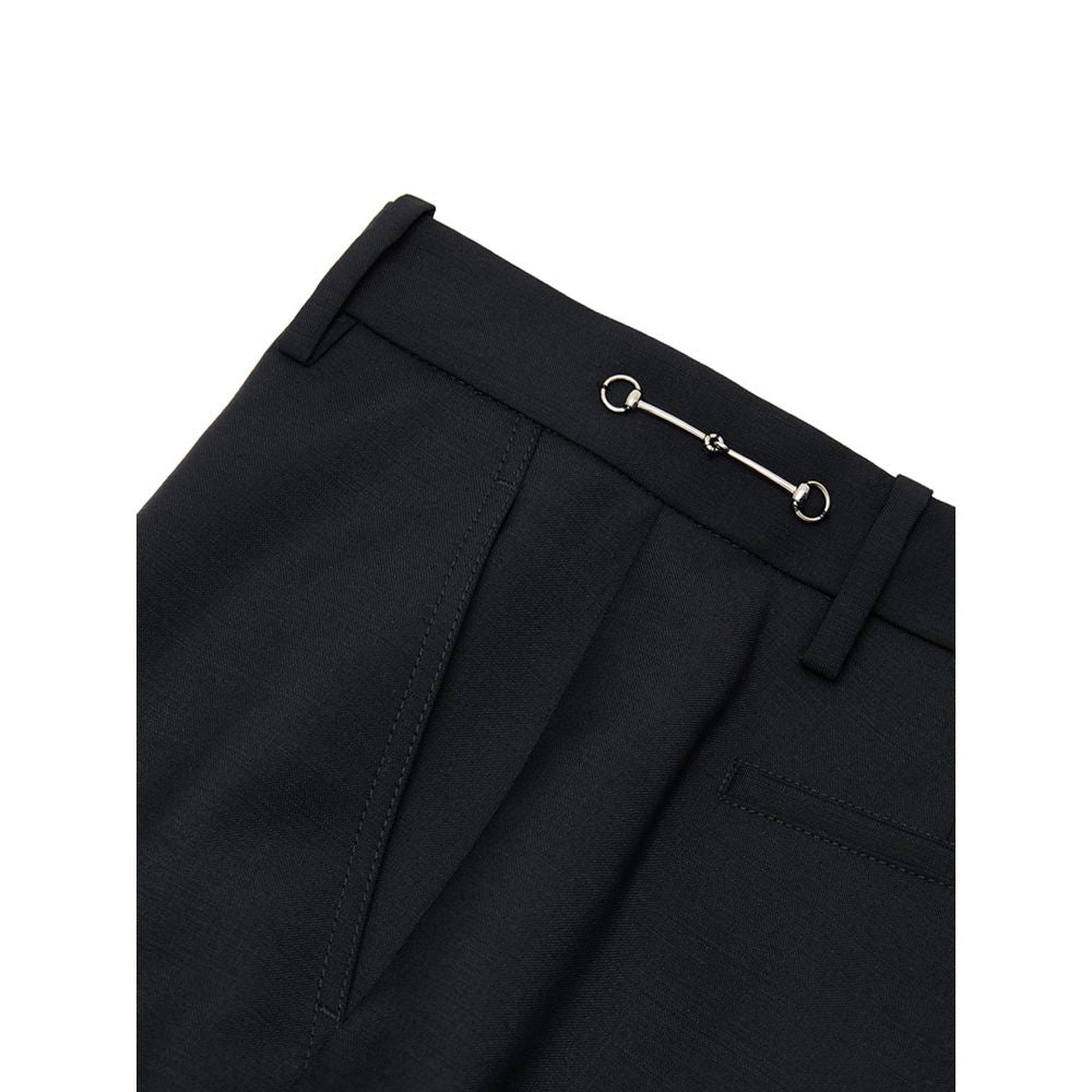 Jeans by Gucci for women in denim mohair & wool black presents a tailored silhouette, showcasing a tailored straight-leg and long cut with a refined for a truly tailored aesthetic.