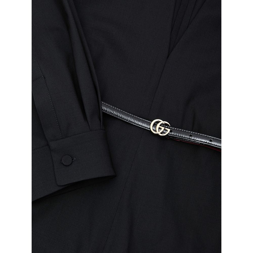 One-Piece by Gucci for women in patent leather & wool black showcases an fashionable silhouette, artfully incorporating a wide-neck neckline and for a truly fashionable and refined finish.