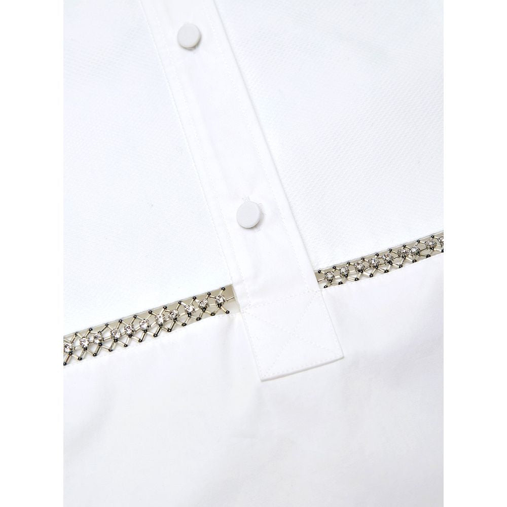 Blouse by Gucci for women in cotton white features an architectural silhouette with a refined and elegant round neckline for a architectural look.