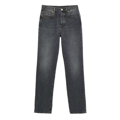 Jeans by Gucci for women in denim cotton dark-gray & gray presents a tailored silhouette, showcasing a tailored regular-fit and long cut with a refined for a truly tailored aesthetic.