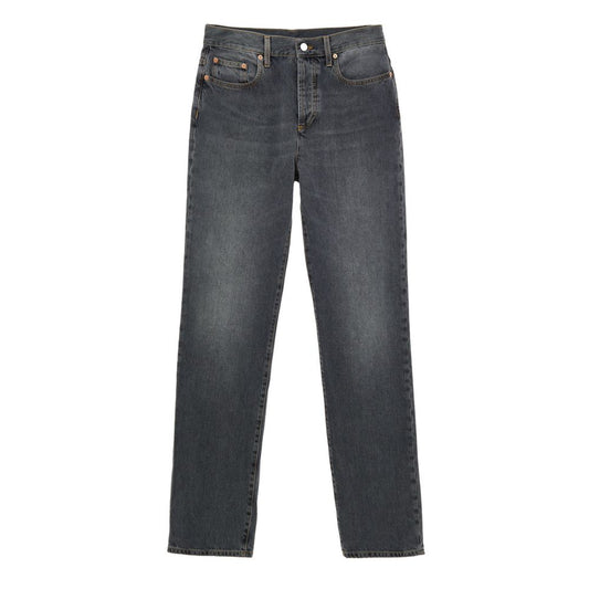 Jeans by Gucci for women in denim cotton dark-gray & gray presents a tailored silhouette, showcasing a tailored regular-fit and long cut with a refined for a truly tailored aesthetic.