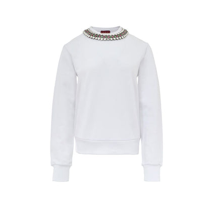 Sweatshirt by Gucci for women in cotton white showcases a slouchy chic silhouette, artfully detailed with a slouchy chic round neckline and long-sleeve for a slouchy chic finish.