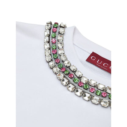 Sweatshirt by Gucci for women in cotton white features an magnificent silhouette, showcasing a sophisticated round neckline and detail for a truly magnificent finish.
