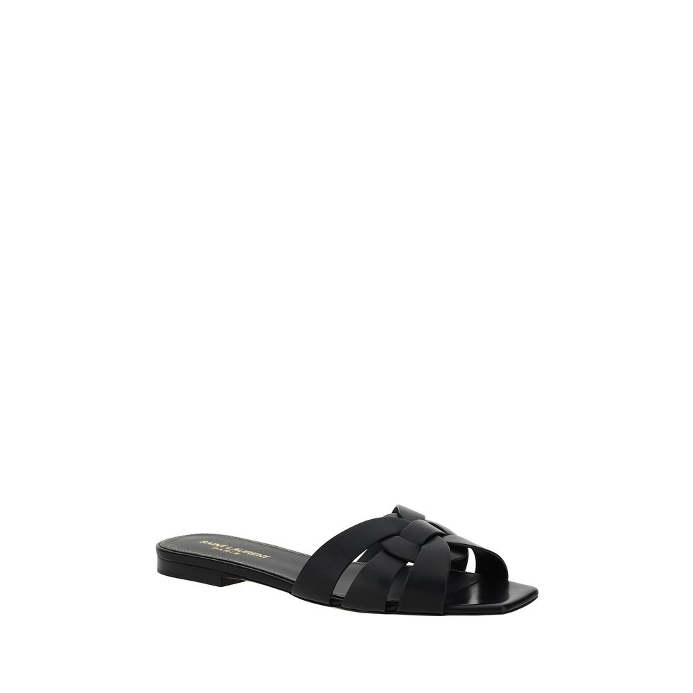 Sandals by Saint Laurent for women in bos taurus calfskin leather black features an exquisite silhouette, showcasing the exquisite Women's Bos Taurus Calfskin Leather Sandals with a block-heel and square toe style.