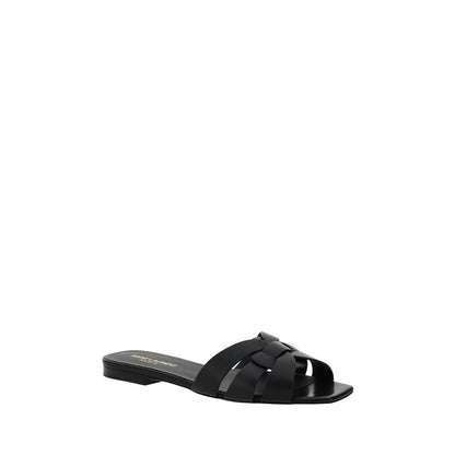 Sandals by Saint Laurent for women in bos taurus calfskin leather black features an exquisite silhouette, showcasing the exquisite Women's Bos Taurus Calfskin Leather Sandals with a block-heel and square toe style.