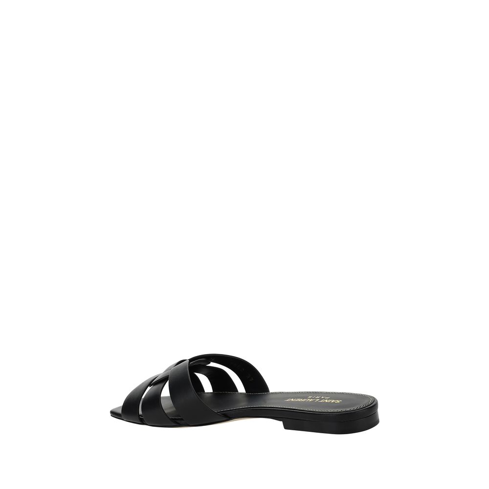 Sandals by Saint Laurent for women in bos taurus calfskin leather black features an effortlessly chic silhouette from the Women's Bos Taurus Calfskin Leather Sandals collection, showcasing a effortlessly chic block-heel and elegant square toe style.