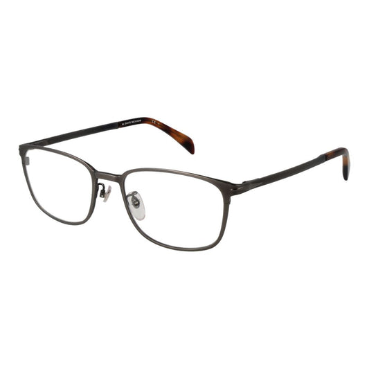 Eyeglasses Frames by David Beckham for men in stainless steel gray showcases a reflective silhouette, artfully incorporating a sophisticated gunmetal coloured frame with a distinct full-frame frame design.