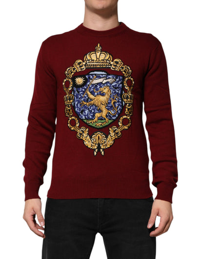 Dolce & Gabbana Men's Regular Fit Crew Neck Cashmere Sweater - Burgundy