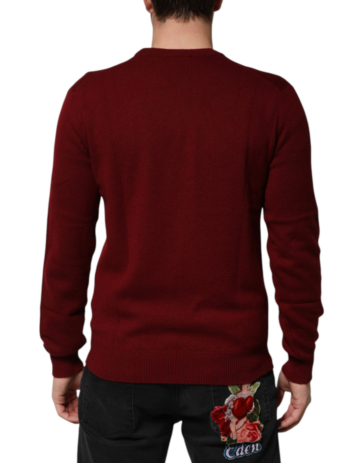 Dolce & Gabbana Men's Regular Fit Crew Neck Cashmere Sweater - Burgundy