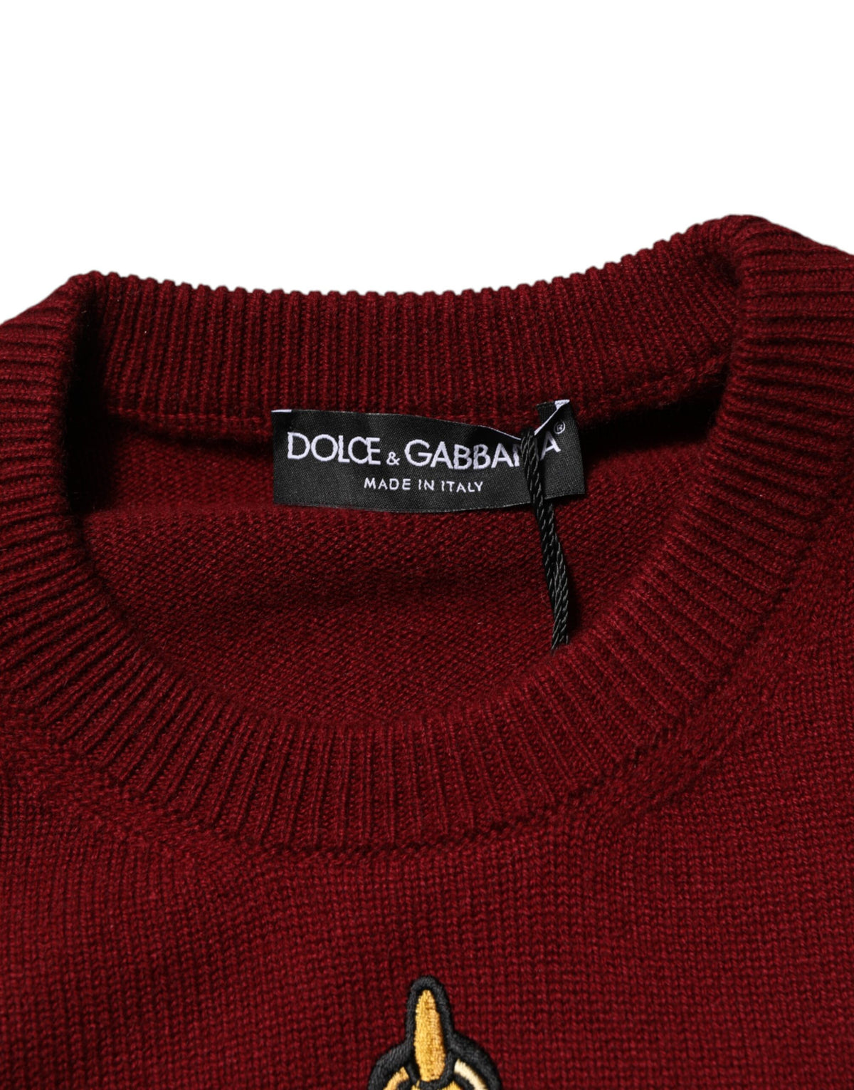 Dolce & Gabbana Men's Regular Fit Crew Neck Cashmere Sweater - Burgundy