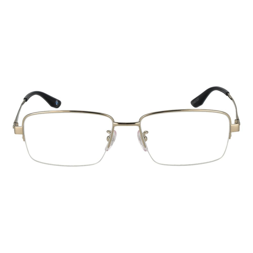 Eyeglasses Frames by BMW for men in titanium gold features an refined silhouette, showcasing a sophisticated gold coloured frame and refined half-frame frame design for a refined look.
