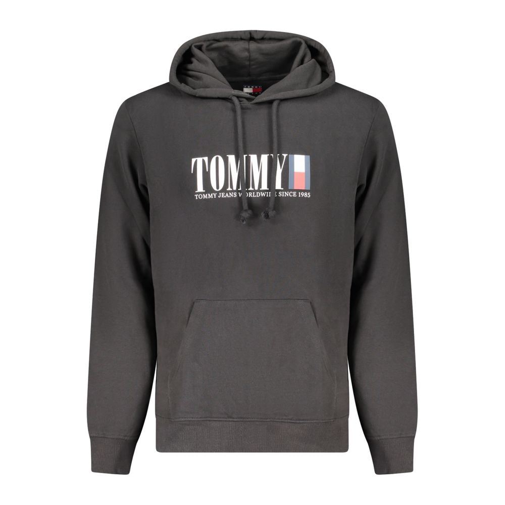 Hooded Sweatshirt Hoodie by Tommy Hilfiger for men in cotton canvas black features a authentic silhouette, showcasing a sophisticated hooded neckline and authentic detail for a refined finish.