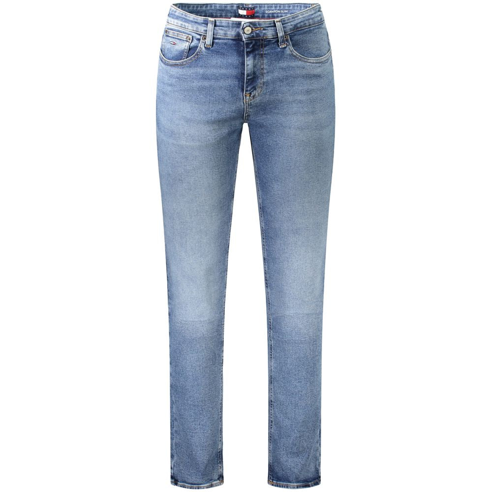 Jeans by Tommy Hilfiger for men in stretch cotton blue features an sartorial slim and long with a cut for a sartorial finish.