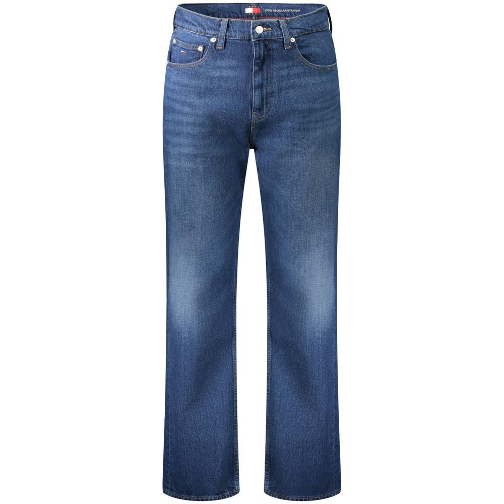 Jeans by Tommy Hilfiger for men in stretch denim cotton blue presents a refined pantology silhouette, artfully defined by a refined pantology straight-leg & regular-fit, long, and a sophisticated .