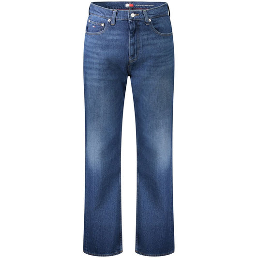 Jeans by Tommy Hilfiger for men in stretch denim cotton blue presents a refined pantology silhouette, artfully defined by a refined pantology straight-leg & regular-fit, long, and a sophisticated .