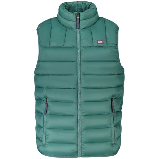 Vest by Norway 1963 for men in polyamide blue, green & signature showcases a utilitarian silhouette, artfully incorporating pockets and a utilitarian for a truly utilitarian finish.