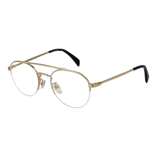 Eyeglasses Frames by David Beckham for men in gold showcases a refined half-frame frame design with a refined gold coloured frame finish for a refined and sophisticated look.