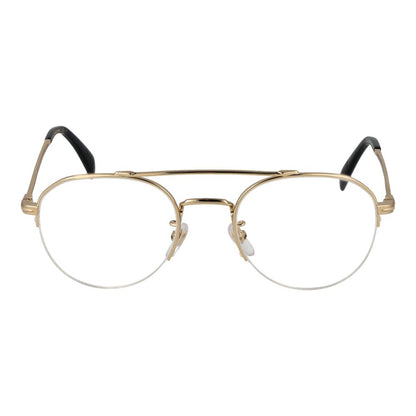 Eyeglasses Frames by David Beckham for men in gold features an refined silhouette, showcasing the refined gold coloured frame and sophisticated half-frame frame design.