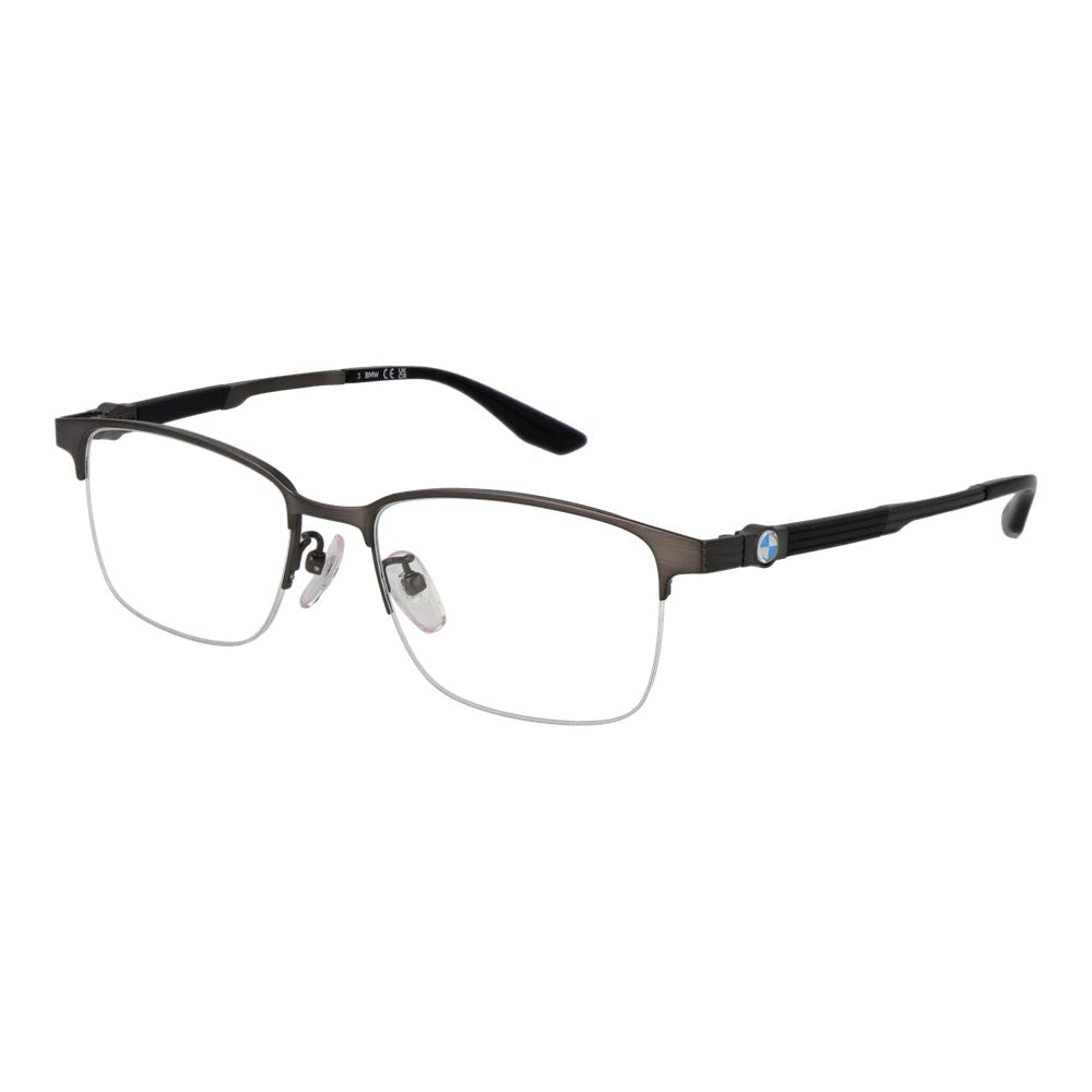 Eyeglasses Frames by BMW for men in titanium gray features a refined silhouette, showcasing a refined gunmetal coloured frame and half-frame frame design for a sophisticated, premium look.