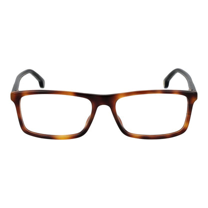 Eyeglasses Frames by Carrera for men in plastic brown showcases a reflective silhouette, artfully incorporating a sophisticated brown coloured frame with a distinct full-frame frame design.
