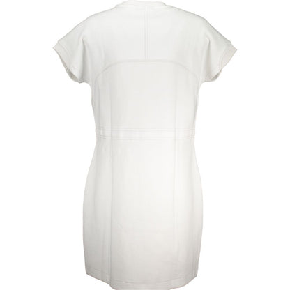 Dress by Napapijri for women in cotton white showcases a striking silhouette, elegantly detailed with a , refined , and a striking short for a striking finish.