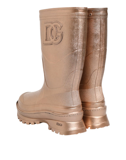Dolce & Gabbana Women's Rubber Rain Boots - Rose Gold