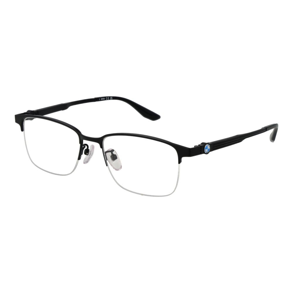 Eyeglasses Frames by BMW for men in titanium and black showcases an refined half-frame frame design featuring a sophisticated black coloured frame for an refined and refined aesthetic.