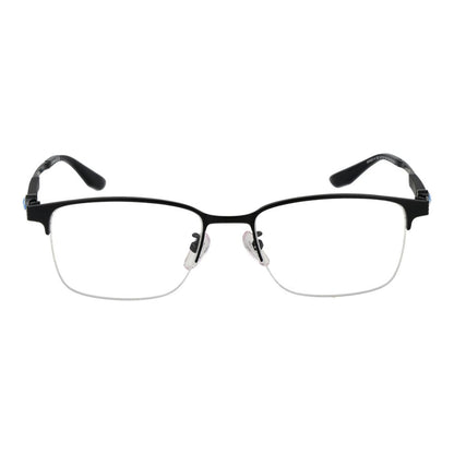 Eyeglasses Frames by BMW for men in titanium and black showcases a refined silhouette, detailed with a black coloured frame finish and a sophisticated half-frame frame design.