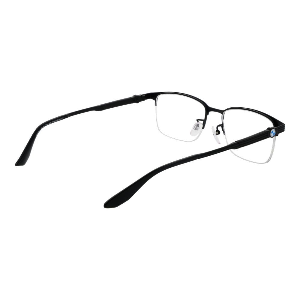 Eyeglasses Frames by BMW for men in titanium black showcases a reflective silhouette, artfully incorporating a sophisticated black coloured frame with a distinct half-frame frame design.