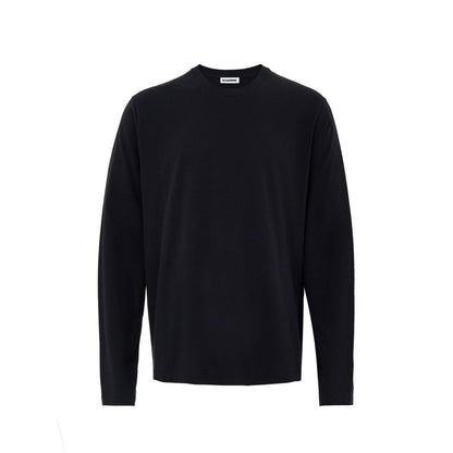 Dress by Jil Sander for unisex in cashmere cotton blend black features an magnificent silhouette, artfully detailed with a magnificent and long-sleeve that flows into an magnificent .