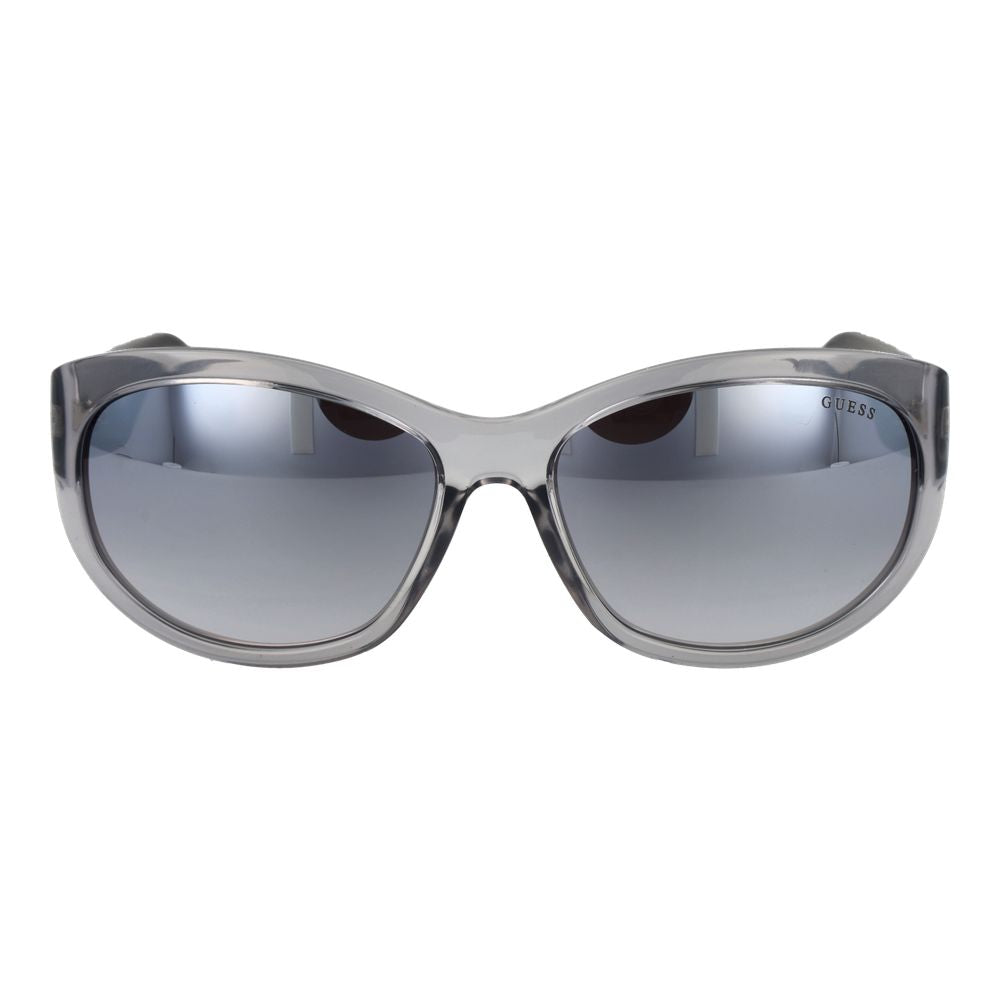 This Sunglasses by Guess for women in stainless steel gray presents a sumptuous silhouette, showcasing a sumptuous full-rim oval frame design in gray coloured frame and high-performance mirrored category-3-dark-tint lens.