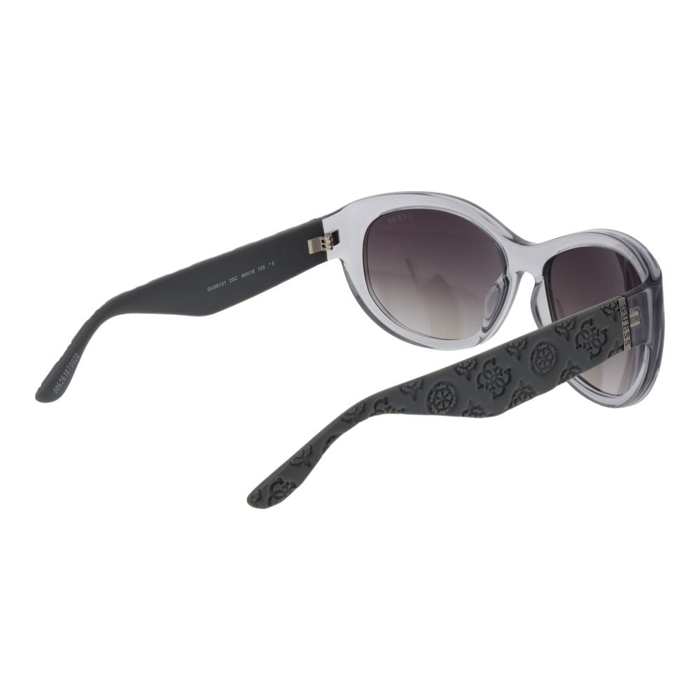 Sunglasses by Guess for women in stainless steel gray features an ethereal full-rim oval frame design with gray coloured frame frames and mirrored category-3-dark-tint lens for a ethereal finish.