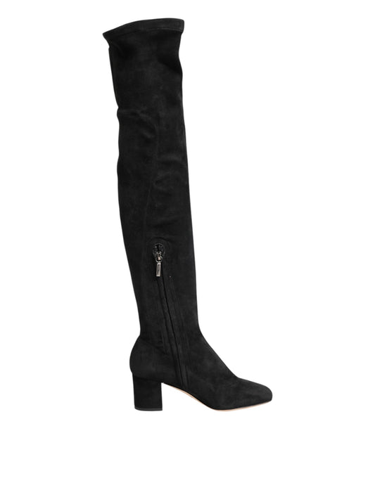 Dolce & Gabbana Women's Suede Lamb Leather High Knee-High Boots - Black