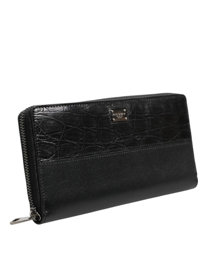 Cardholder Wallet by Dolce & Gabbana for men in caiman & calf leather black presents a architectural silhouette from the Caiman Calf Leather Cardholder Wallet collection, showcasing architectural card-organization zip-around coin-purse for a architectural finish.