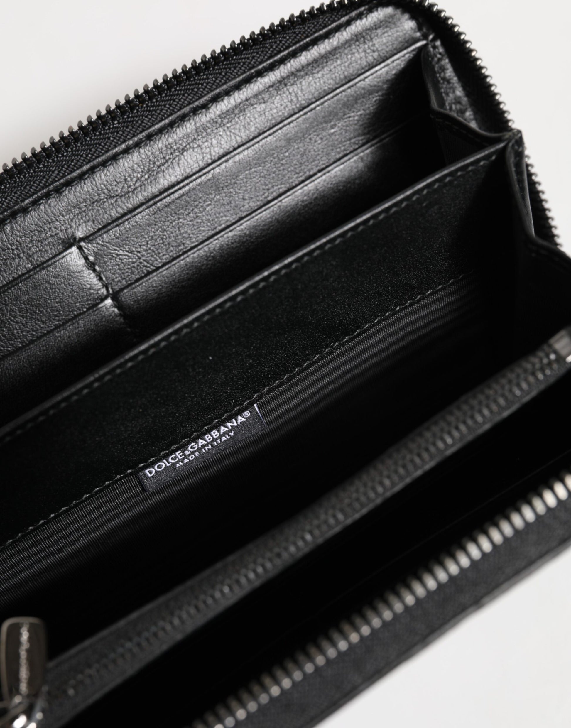 Cardholder Wallet by Dolce & Gabbana for men in caiman & calf leather black presents a streamlined silhouette, showcasing the sophisticated design of the Caiman Calf Leather Cardholder Wallet collection with functional card-organization zip-around coin-purse.