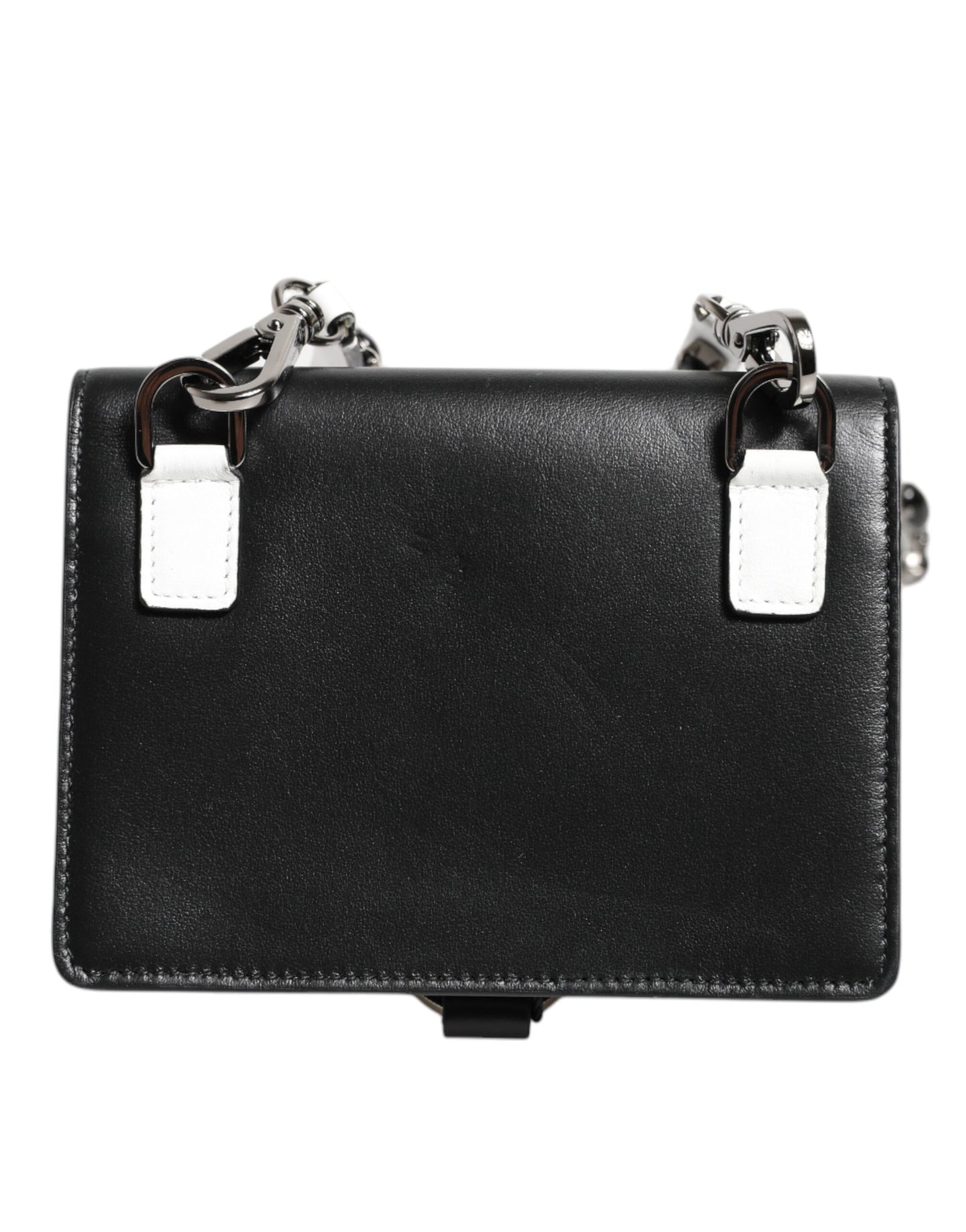 Cardholder Wallet by Dolce & Gabbana for women in brass crystal & calf leather black & silver presents a streamlined silhouette, showcasing the sophisticated design of the Brass Crystal Calf Leather Cardholder Wallet collection with functional card-organization.