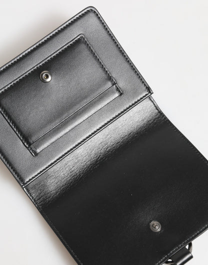 Cardholder Wallet by Dolce & Gabbana for women in brass crystal & calf leather black & silver showcases a refined silhouette, artfully detailed with the signature style of the Brass Crystal Calf Leather Cardholder Wallet and functional card-organization.