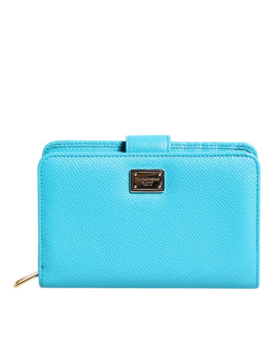 Wallet by Dolce & Gabbana for women in calf leather gold & light-blue presents a refined silhouette, artfully capturing the essence of the Calf Leather Wallet design with sophisticated bifold for a refined look.