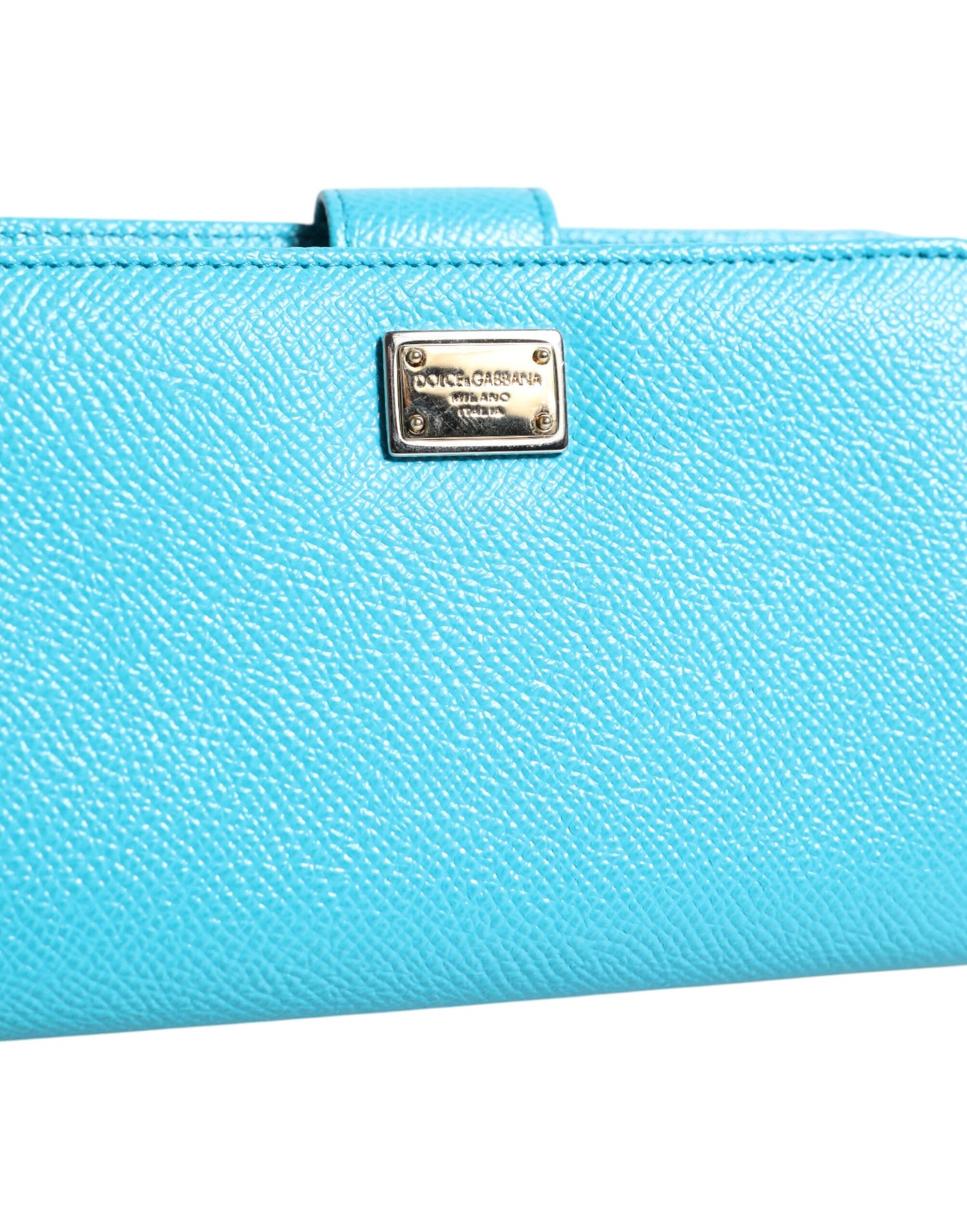 Wallet by Dolce & Gabbana for women in calf leather gold & light-blue showcases a refined silhouette, artfully detailed with the signature style of the Calf Leather Wallet and functional bifold.