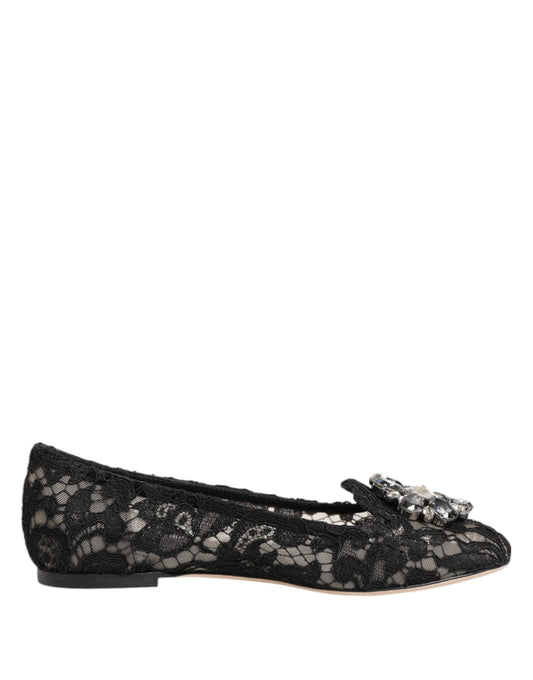 Dolce & Gabbana Women's Leather Nylon Cotton & Viscose Slippers Flat Shoes - Black Dark Blue Floral