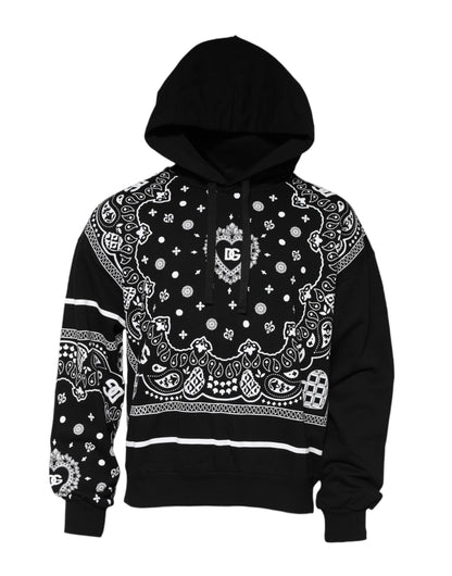 Dolce & Gabbana Men's Regular Fit Cotton Sweatshirt Hoodie - Black Print