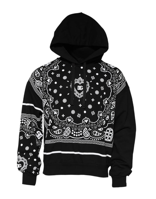 Dolce & Gabbana Men's Regular Fit Cotton Sweatshirt Hoodie - Black Print