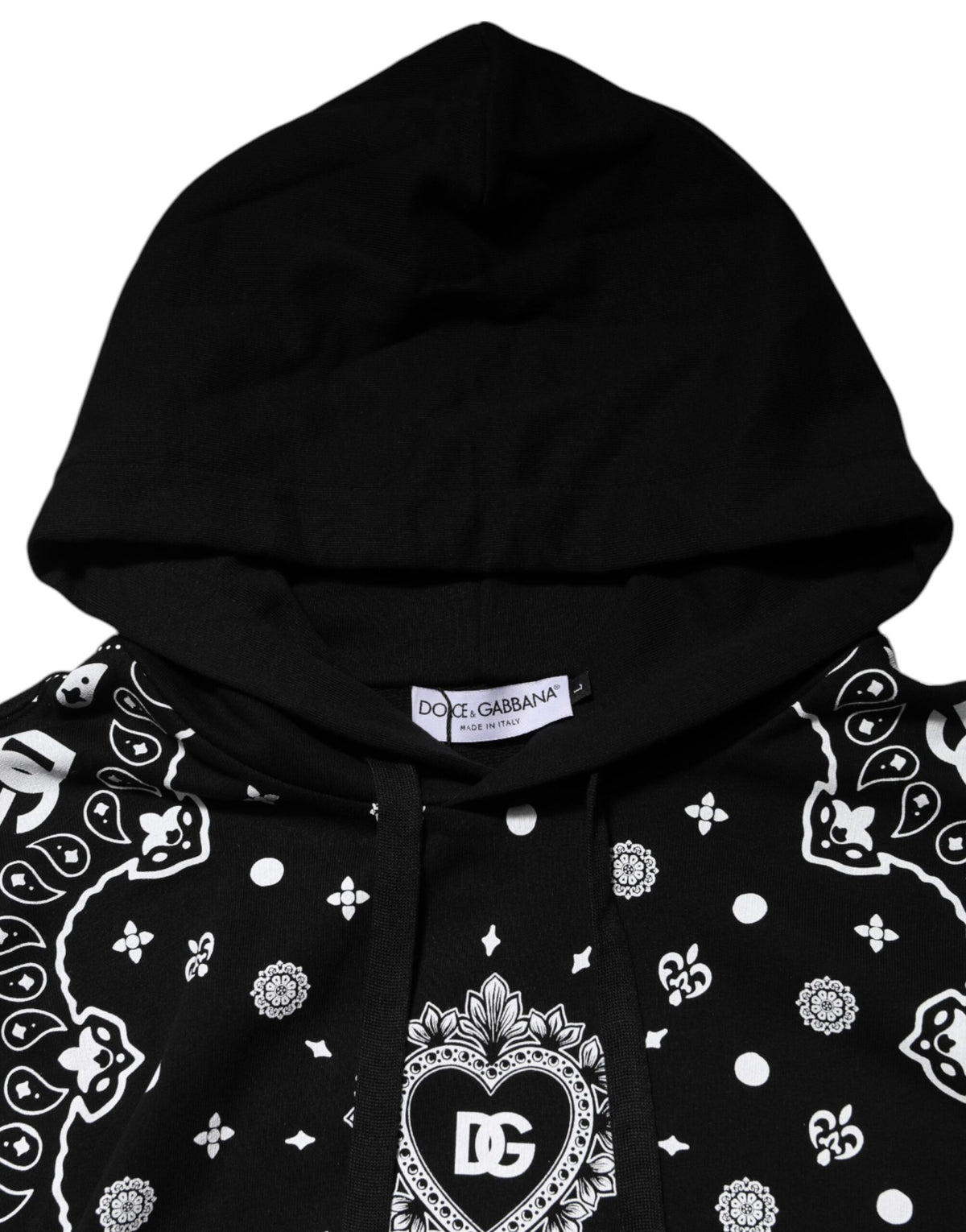 Dolce & Gabbana Men's Regular Fit Cotton Sweatshirt Hoodie - Black Print
