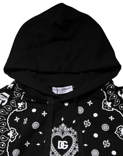 Dolce & Gabbana Men's Regular Fit Cotton Sweatshirt Hoodie - Black Print