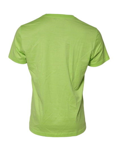 Dolce & Gabbana Green Embossed Logo Cotton Crew Neck T-shirt