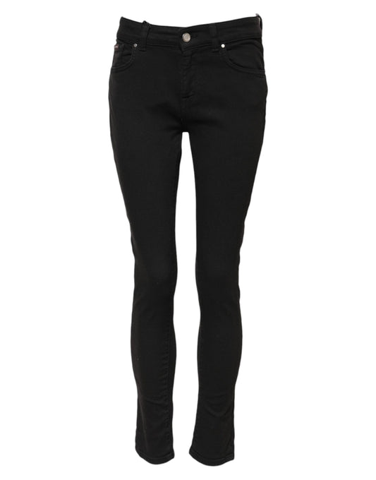 Dolce & Gabbana Women's Skinny Mid Rise Stretch Denim Cotton Jeans - Black