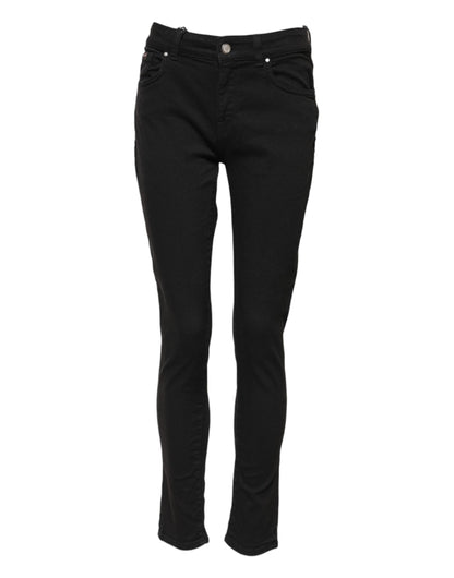 Dolce & Gabbana Women's Skinny Mid Rise Stretch Denim Cotton Jeans - Black