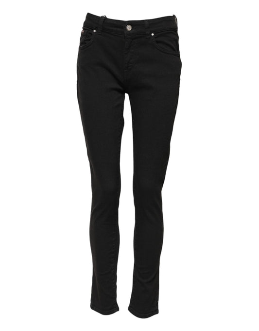 Dolce & Gabbana Women's Skinny Mid Rise Stretch Denim Cotton Jeans - Black